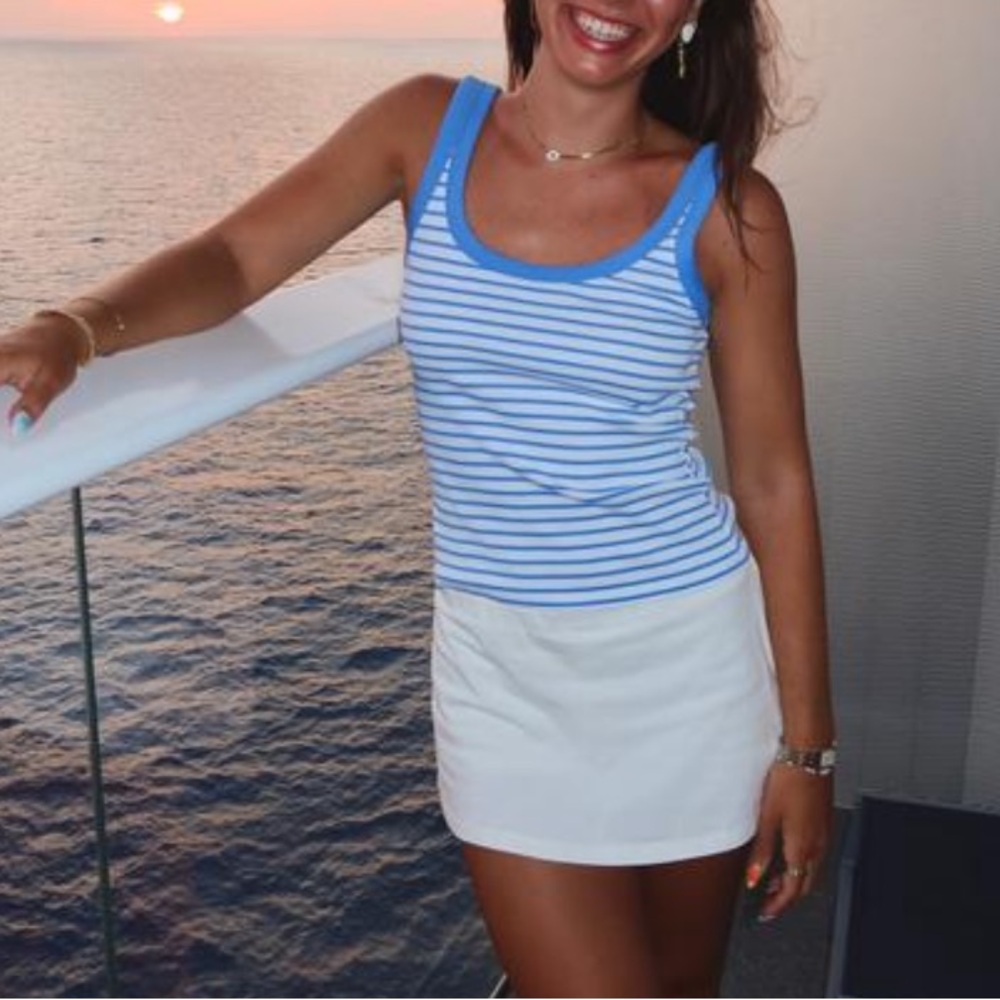 Abercrombie and Fitch Vintage Style Scoop Neck Tank Large in Marine Blue Stripe
